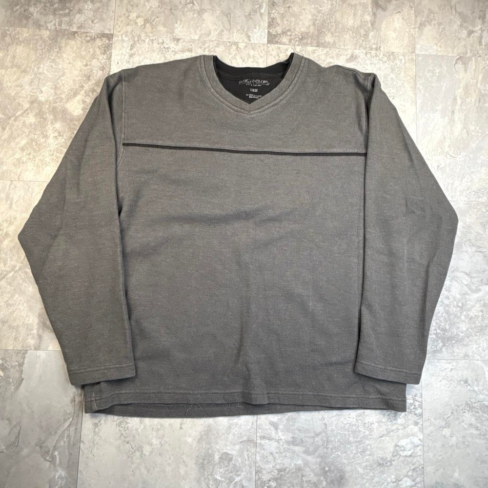 Vintage faded glory gray with black stripe light sweater size large